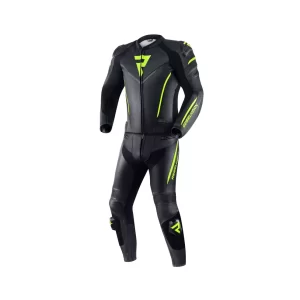 GIACCA REBELHORN FIGHTER IN PELLE NERA/GIALLO FLUO - immagine 3